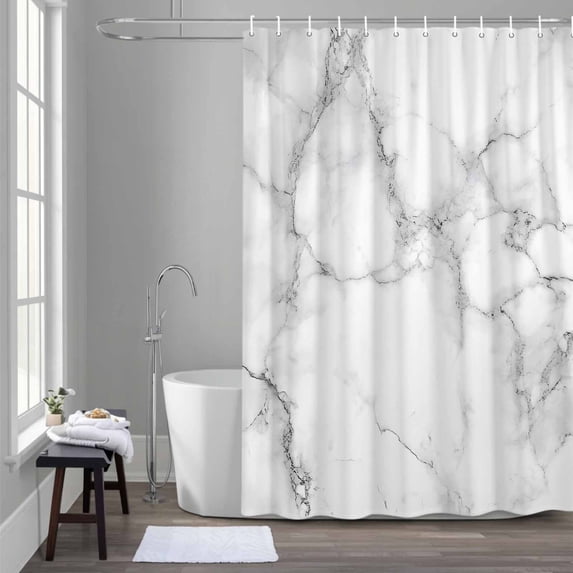 Abstract Marble Shower Curtain for Bathroom Decor, Minimalist Art Back ...