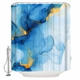 thumbnail image 1 of Abstract Marble Shower Curtain Set ，Waterproof Fabric Shower Curtains Gold Blue Gradient Watercolor Texture Shower Curtains for Bathroom,Bathroom Decor 36"x72", 1 of 6