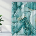 thumbnail image 1 of Abstract Marble Shower Curtain, Turquosie Marble Shower Curtain for Bathroom Décor with 12 Metal Hooks, Luxury Modern Waterproof Bath Accessories Set, 72 x 72, 1 of 6
