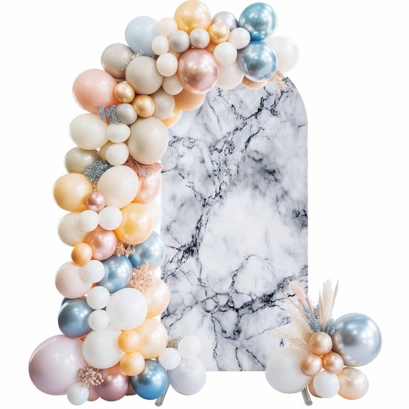 Abstract Marble Stone Texture Arch Backdrop Cover Spandex Fitted Arch Cover 6FT,Arches Backdrop Stand Covers for Wedding Birthday Party Ceremony Banquet Decoration Natural Crack Gray Rock