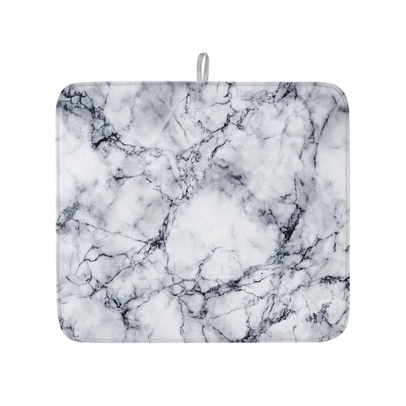 Abstract Marble Stone Texture Dish Drying Mats for Kitchen Counter,Absorbent Microfiber Dish Drainer Rack Mat Natural Crack Gray Rock Drying Pad for Sinks,Utensils,Countertops,16x18in