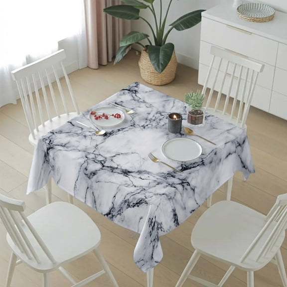 Abstract Marble Stone Texture Table Cloth 54x54in, Waterproof Square Tablecloth Wipeable Tablecloths Natural Crack Gray Rock Table Covers for Dining Tables Party Indoor Outdoor