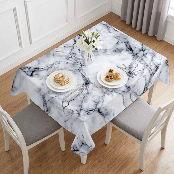 Abstract Marble Stone Texture Table Cloth 60x84in, Waterproof Rectangle Tablecloth Wipeable Tablecloths Natural Crack Gray Rock Table Covers for Dining Tables Party Indoor Outdoor