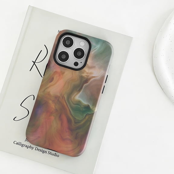 Abstract Marble Swirl Art Tough Phone Case, Funky Glossy Protective Cover Compatible with iPhone XR