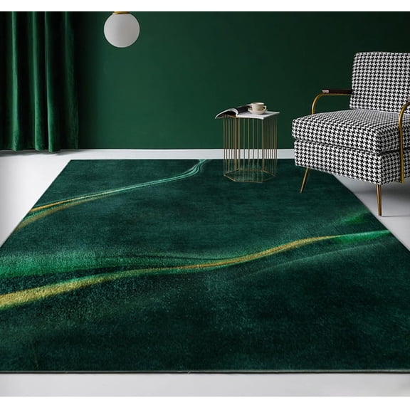 Abstract Marble Swirl Emerald Green Area Rug, Modern Art Deco Design Carpet, Washable Non Slip Soft Pile, Living Room Bedroom Dining Room Office Kitchen Mat 2x3ft