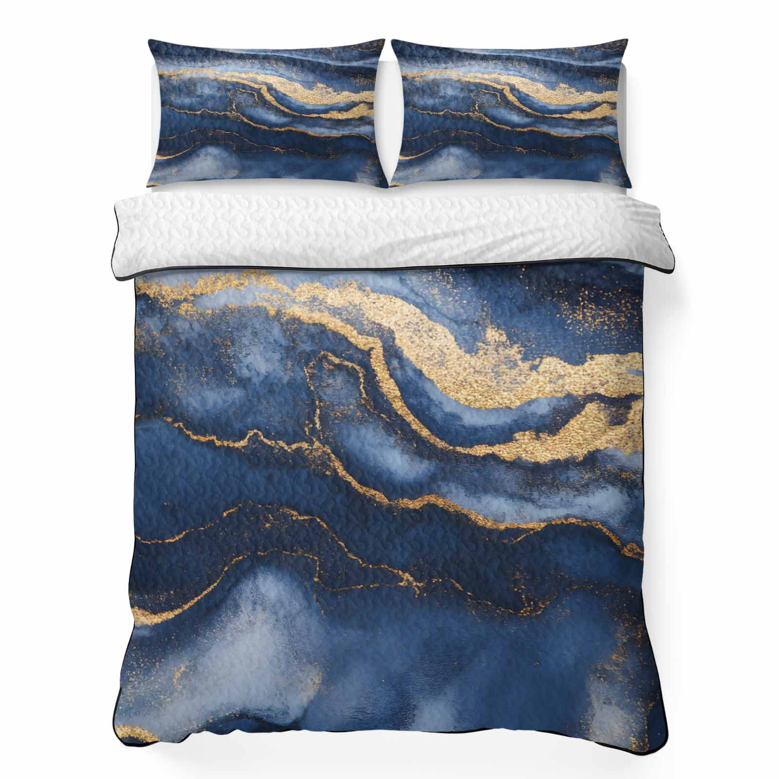 Abstract Marble Texture 3 Piece Quilt Bedding Set with 2 Pillow Shams ...