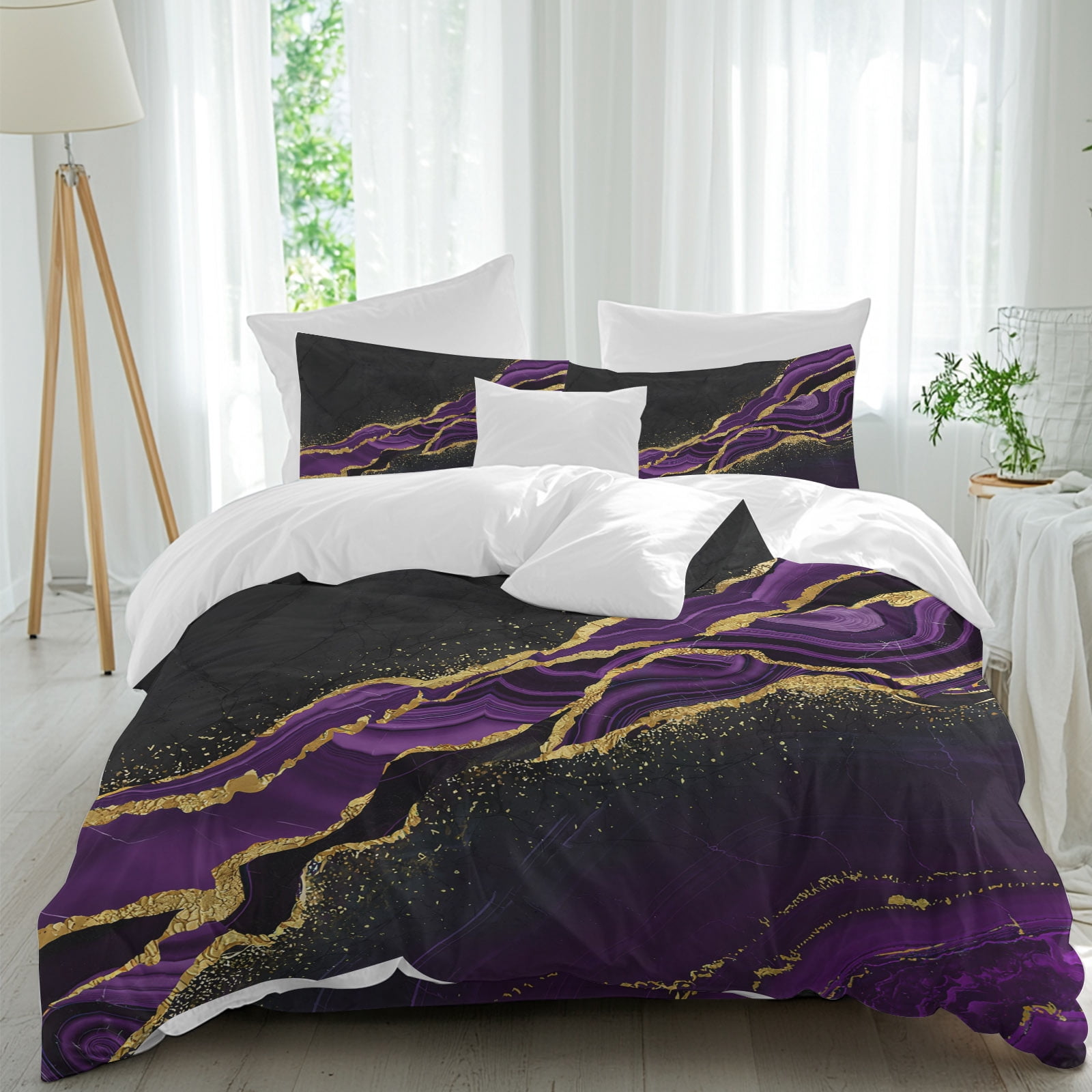 Abstract Marble Texture 4 Piece Duvet Cover Set Full Size Vintage ...