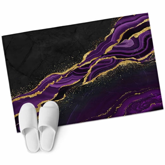 Abstract Marble Texture Area Rug 2x3ft Vintage Purple Black Fluid Non-Slip Washable Square Rugs Soft Felt Indoor Floor Mat for Bedroom Kitchen Living Room Bathroom