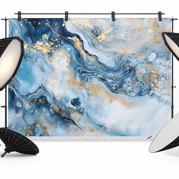 Abstract Marble Texture Backdrop for Photography, Gradient Green Gold Waves Photo Backdrop Portrait Background Party Banner Photo Backgrounds for Studio Booth Props, 7x5ft