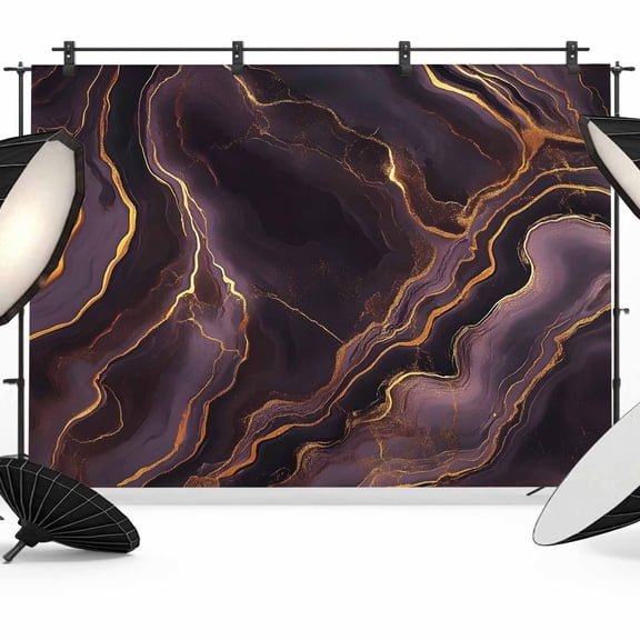 Abstract Marble Texture Backdrop for Photography, Purple Gold Modern Art Photo Backdrop Portrait Background Party Banner Photo Backgrounds for Studio Booth Props, 10x8ft