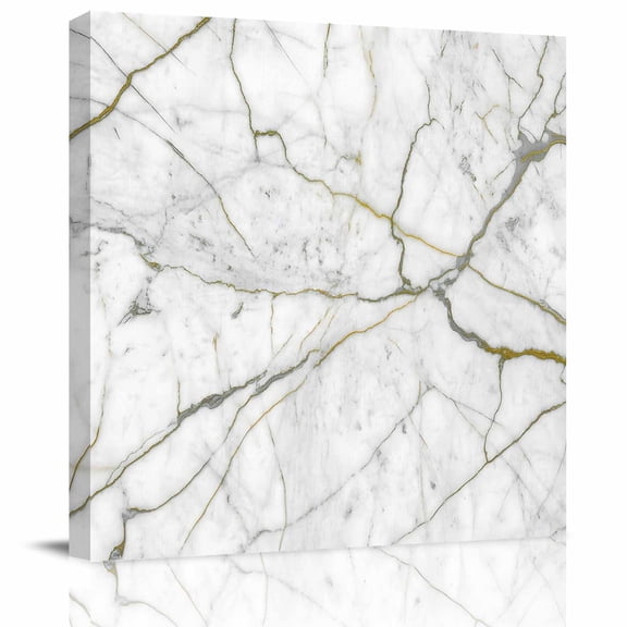 Abstract Marble Texture Canvas Artwork Painting Art, Gray Stone with Stripes Square Framed Wall Decorations Prints Picture for Bedroom Kitchen Living Room, 16x16 in