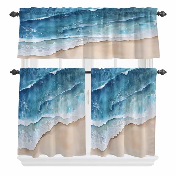 Abstract Marble Texture Curtain Valances Set Grey Shinny Gold Gradient Art Kitchen Curtains 24 inch Length Rod Pocket Valance and Tiers 3 Piece Set Small Bedroom Bathroom Laundry Decor