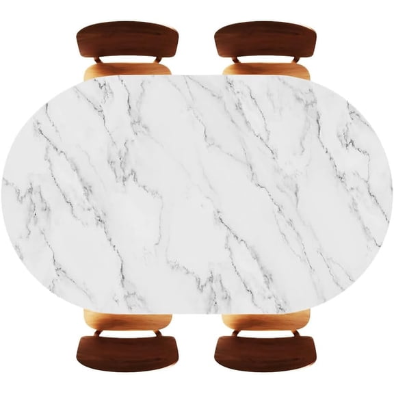 Abstract Marble Texture Design Oval Fitted Table Cloths Elastic Edge Easy to Clean, Oblong Tablecloth for Home Decor, Fits 48"x68" Oval Tables, Style04