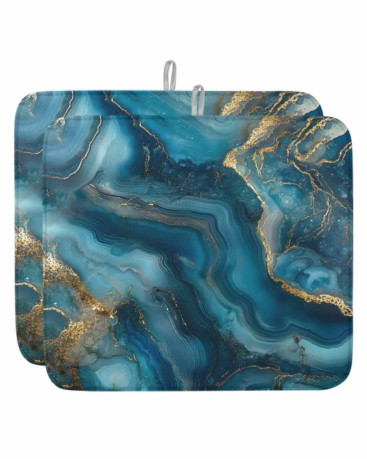 Abstract Marble Texture Dish Drying Mat 16x18 inch Gradient Gold Deep ...