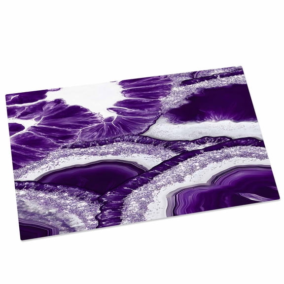 Abstract Marble Texture Door Mat 16x24 Inch White Dark Purple Cracke Rock Entryway Rug with Non-Slip Rubber, Front Door Rug Indoor Floor Mats for Living Room Bathroom Bedroom Home Office