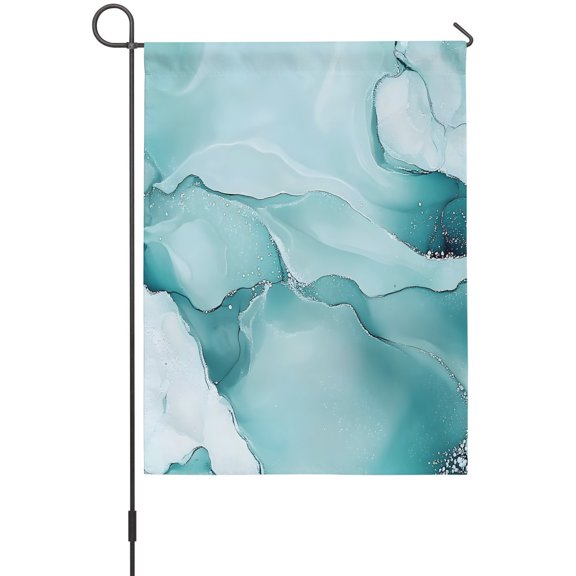 Abstract Marble Texture Garden Flag 12x18 Inch Blue Green Wavy Pattern Double Sided Outdoor Garden Flags Welcome House Flag Decorative Yard Flags for Outside Holiday Decoration