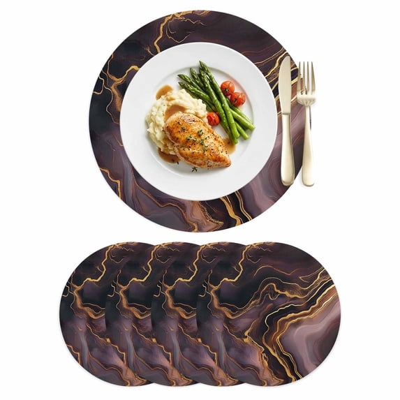Abstract Marble Texture Leather Placemats Set of 4, 15 Inch, Purple ...