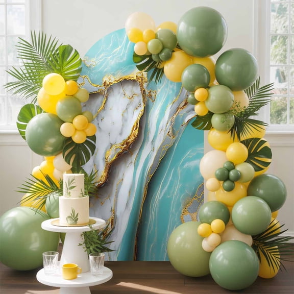 Abstract Marble Texture Ombre Arch Backdrop Cover Spandex Fitted Arch Cover 4FT,Arches Backdrop Stand Covers for Wedding Birthday Party Ceremony Banquet Decoration Golden Veins Fluid Art