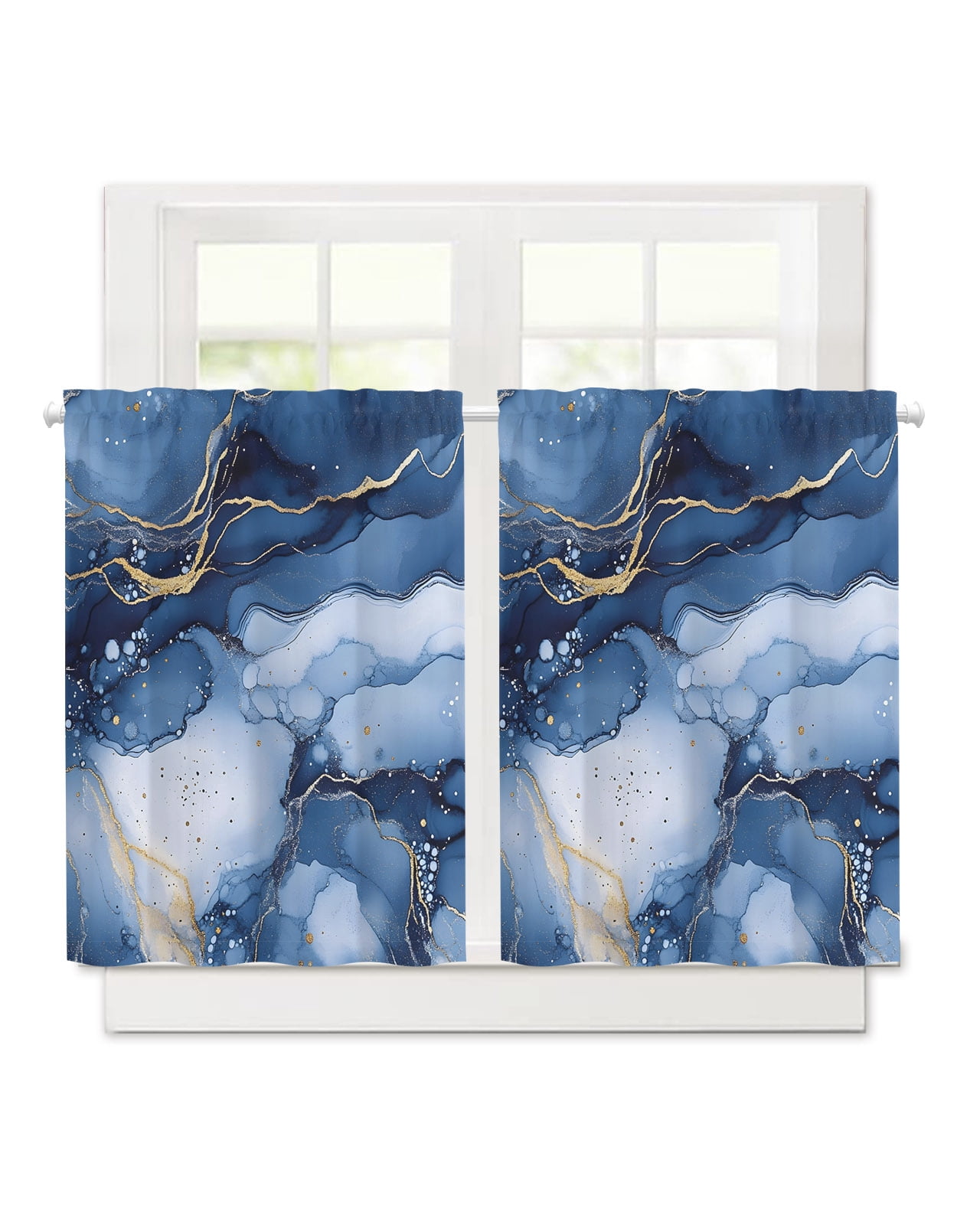 Abstract Marble Texture Pattern Short Blackout Curtains 36 Inch Long ...