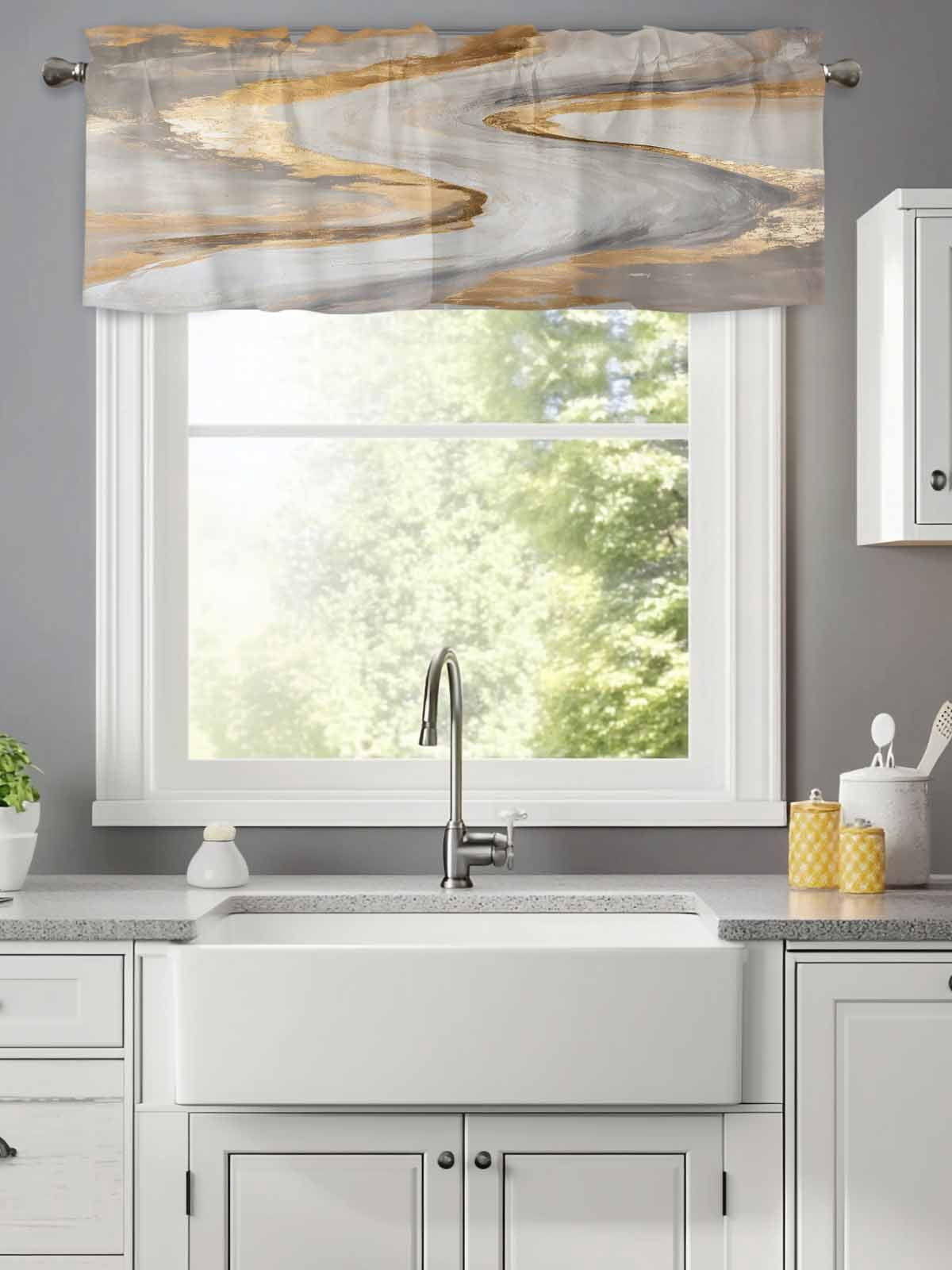 Abstract Marble Texture Pattern Valances for Windows,Rod Pocket Valance ...
