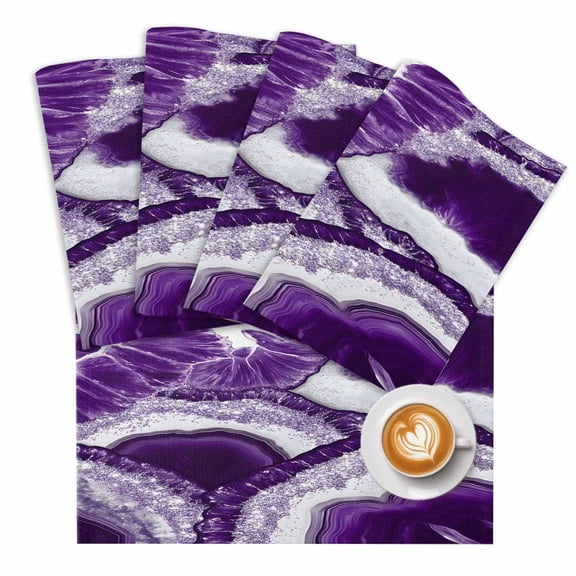 Abstract Marble Texture Placemats Set of 1 White Dark Purple Cracke Rock Place Mats Washable Table Mats for Party Kitchen Dining Decoration, 13 X 19 Inch