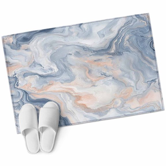 Abstract Marble Texture Rectangle Area Rug 2x3ft Blue Gray Tone Vortex Effect Washable Rugs for Living Room, Non Slip Soft Carpet for Bedroom Entryway Dining Room