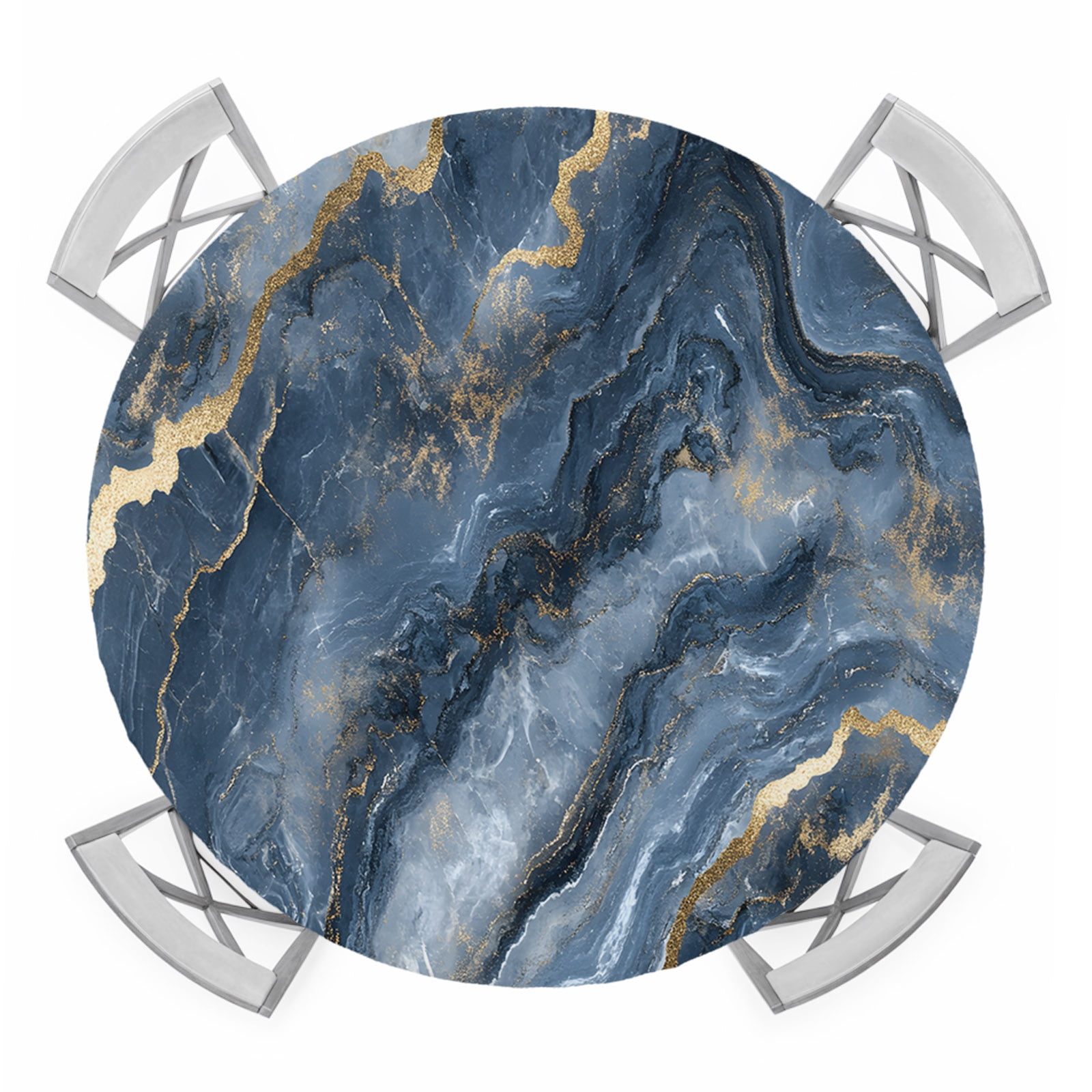 Abstract Marble Texture Round Fitted Tablecloth with Elastic Edge ...