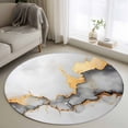 thumbnail image 1 of Abstract Marble Texture Round Rugs for Living Room 4ft Grey White Gradient Gold Crack Art Non Slip Circle Rug Washable Low-Profile Indoor Carpet for Bedroom, Dining Room, Bathroom, 1 of 9