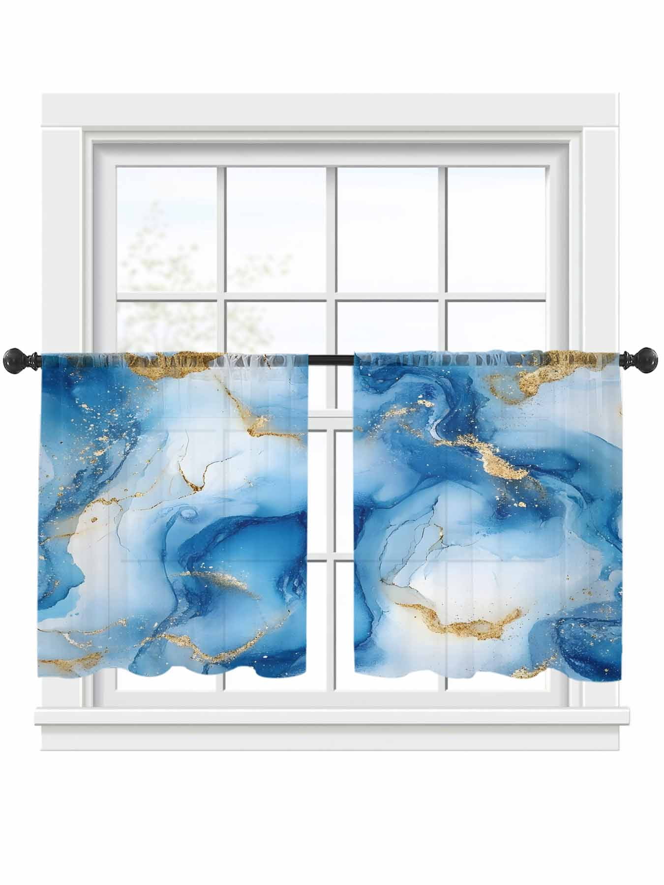 Abstract Marble Texture Sheer Curtains for Living Room Bedroom, Light ...