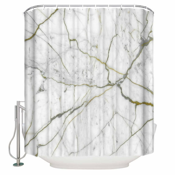 Abstract Marble Texture Shower Curtain for Bathroom, Gray Stone with Stripes Waterproof Shower Curtains Washable Quick Dry with Hooks Bathtub Curtains 72x72 IN