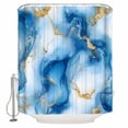 thumbnail image 1 of Abstract Marble Texture Shower Curtain Set ，Waterproof Fabric Shower Curtains Gold Blue White Gradient Art Shower Curtains for Bathroom,Bathroom Decor 60"x72", 1 of 6