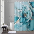 thumbnail image 1 of Abstract Marble Texture Shower Curtain for Bathroom Decor, Modern Blue Floral Waterproof Fabric Shower Curtain, 66"x72" Set with 12 Hooks, 1 of 9