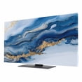 Abstract Marble Texture TV Dust Cover 65 Inch, Waves Gradient Blue Gold ...