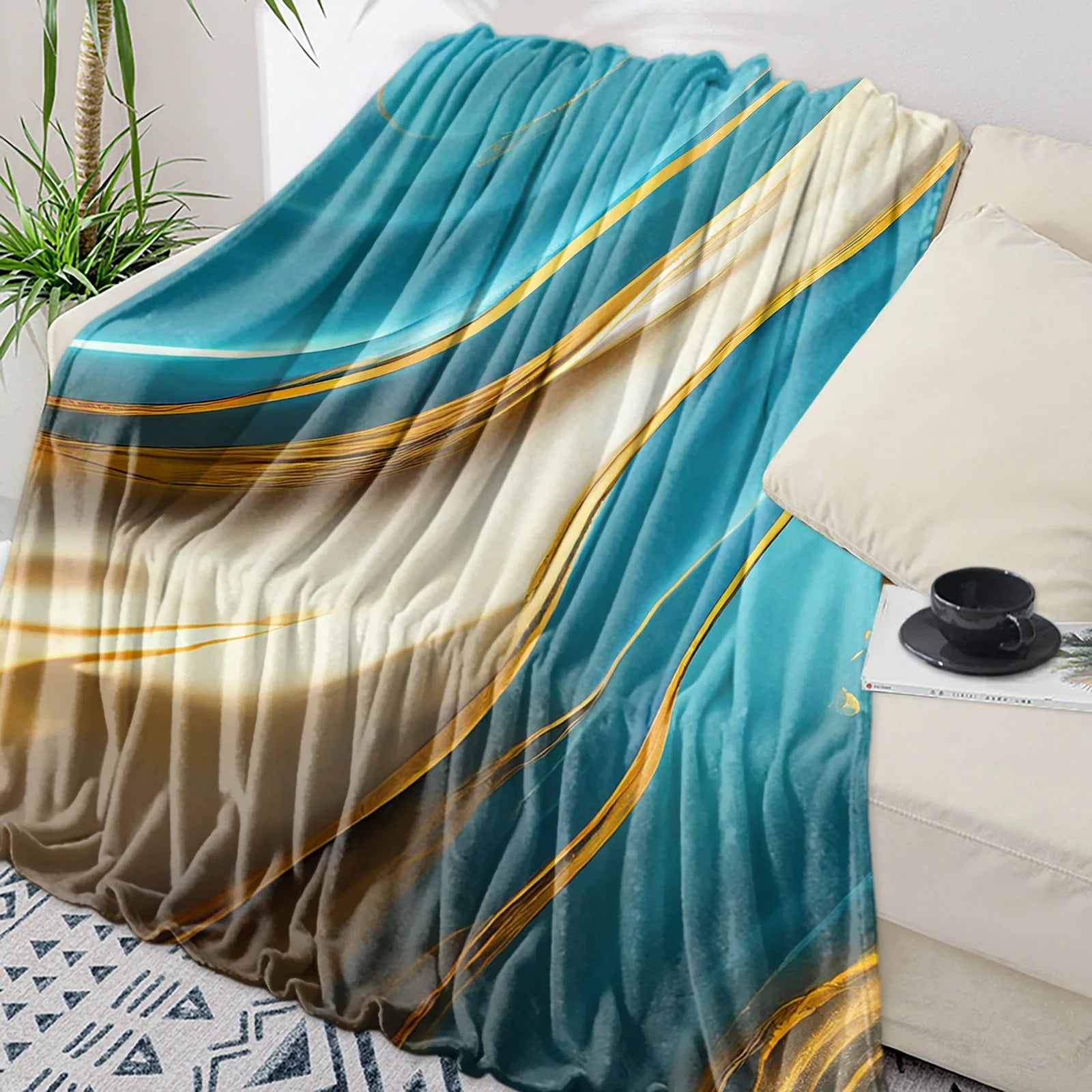 Abstract Marble Texture Throw Blanket Warm Microfiber Flannel Blanket