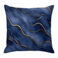 thumbnail image 1 of Abstract Marble Texture Throw Pillow Cover Deep Blue Gold Wave Art Cotton Linen Cushion Cover Throw Pillow Case with Invisible Zipper for Couch Sofa Bed Chair Car 26x26 Inch, 1 of 14