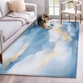 thumbnail image 1 of Abstract Marble Texture Washable Area Rug 4x6 111 Golden Blue Gradient Low-Profile Large Area Rugs with Non Slip Backing Indoor Floor Carpet for Entrance Living Room Bedroom Home Office, 1 of 9