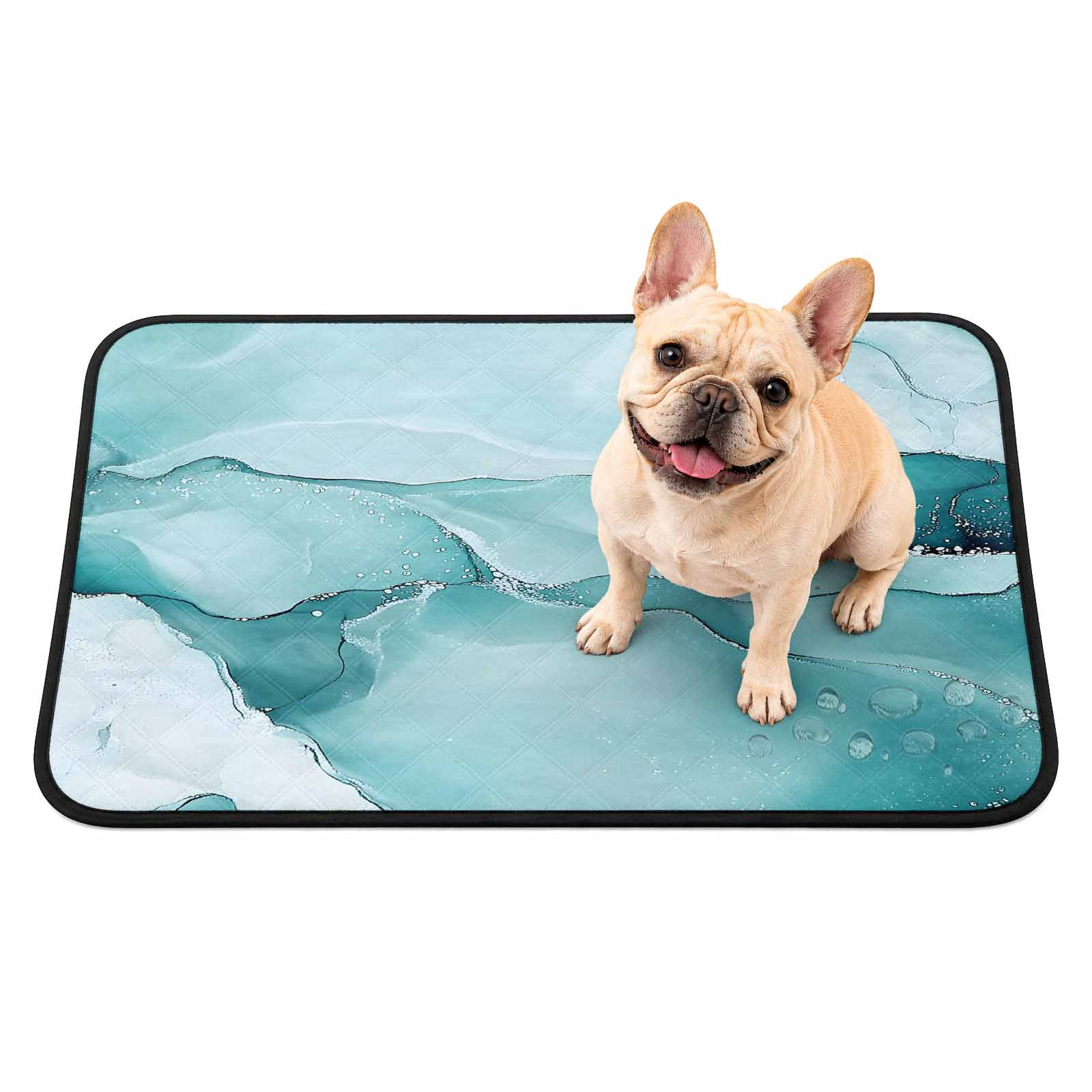 Abstract Marble Texture Washable Pee Pads for Dogs, Blue Green Wavy ...