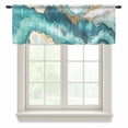 thumbnail image 1 of Abstract Marble Valance Curtains for Kitchen/Living Room/Bathroom/Bedroom Window, Rod Pocket Small Topper Half Short Window Curtains Voile Sheer Scarf, Turquoise Abstract Golden Foil Texture 54"x18", 1 of 8