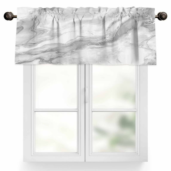 Abstract Marble Valances for Windows, 54 x 18in, Minimalist Art Back Texture Minimalist Art Rod Pocket Kitchen Valance Curtain Light Filtering Window Treatments for Living Room Bedroom, 1 Panel