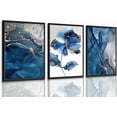thumbnail image 1 of Abstract Marble Wall Art Blue And Gold Wall Decor Modern Canvas Paintings Abstract Flower Poster Picture For Living Room Bedroom Office Home Prints, 1 of 6