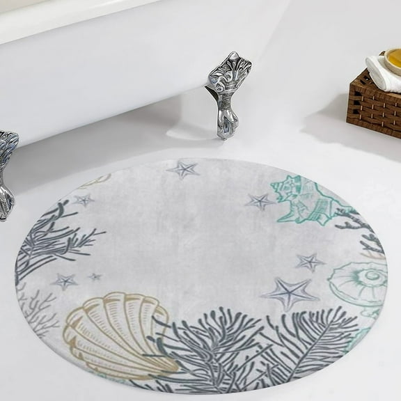 Abstract Marine Life Pattern Round Carpet Circle Rug Outdoor Patio Area Rug Washable Large Area Rugs Hallway Room Decor Fitness Mats