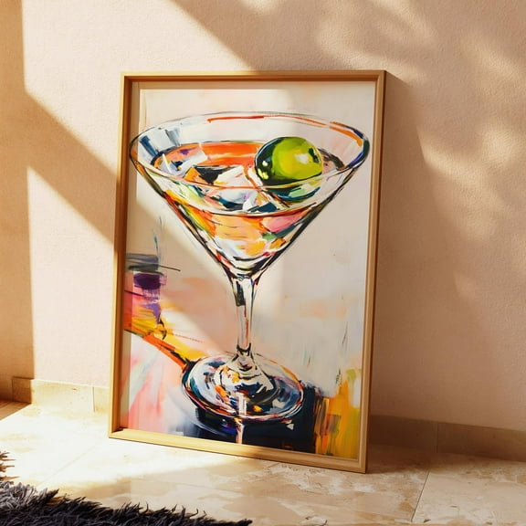 Abstract Martini Print, Retro Cocktail Bar Wall Art, Modern Drink Poster, Colorful Lounge Decor, Mixology Kitchen Artwork UNFRAMED PAPER POSTER, Home Decor, Vintage Gift, Living Room Dercor