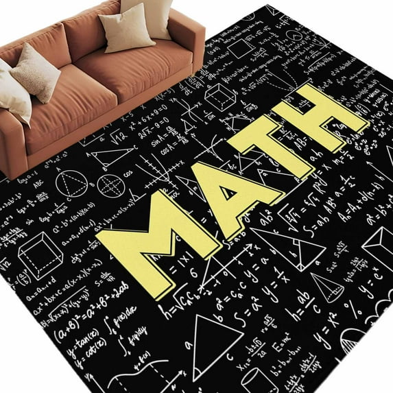 Abstract Math Area Rug 5x7ft Mathematical Formula Pattern Black Non ...