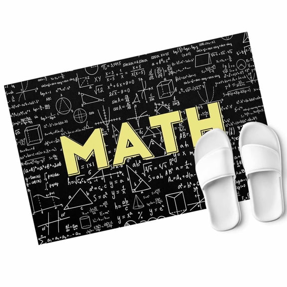 Abstract Math Door Mat Mathematical Formula Pattern Black Non Slip Absorbent Entrance Mat Washable Low Profile Indoor Doormat for Front Door Entryway Entry 16"x24"
