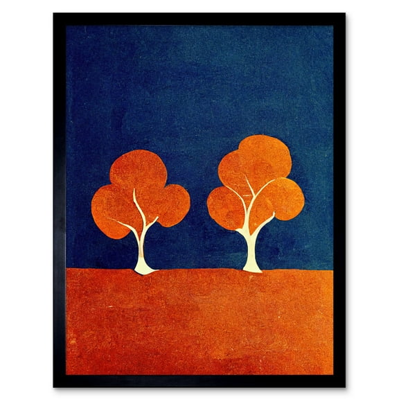 Abstract Matisse Style Trees Forest Painting Yellow Blue Orange Green Art Print Framed Poster Wall Decor 12x16 inch