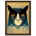 thumbnail image 1 of Abstract Melancholy Cat In Clouds Artwork Framed Wall Art Print A4, 1 of 4