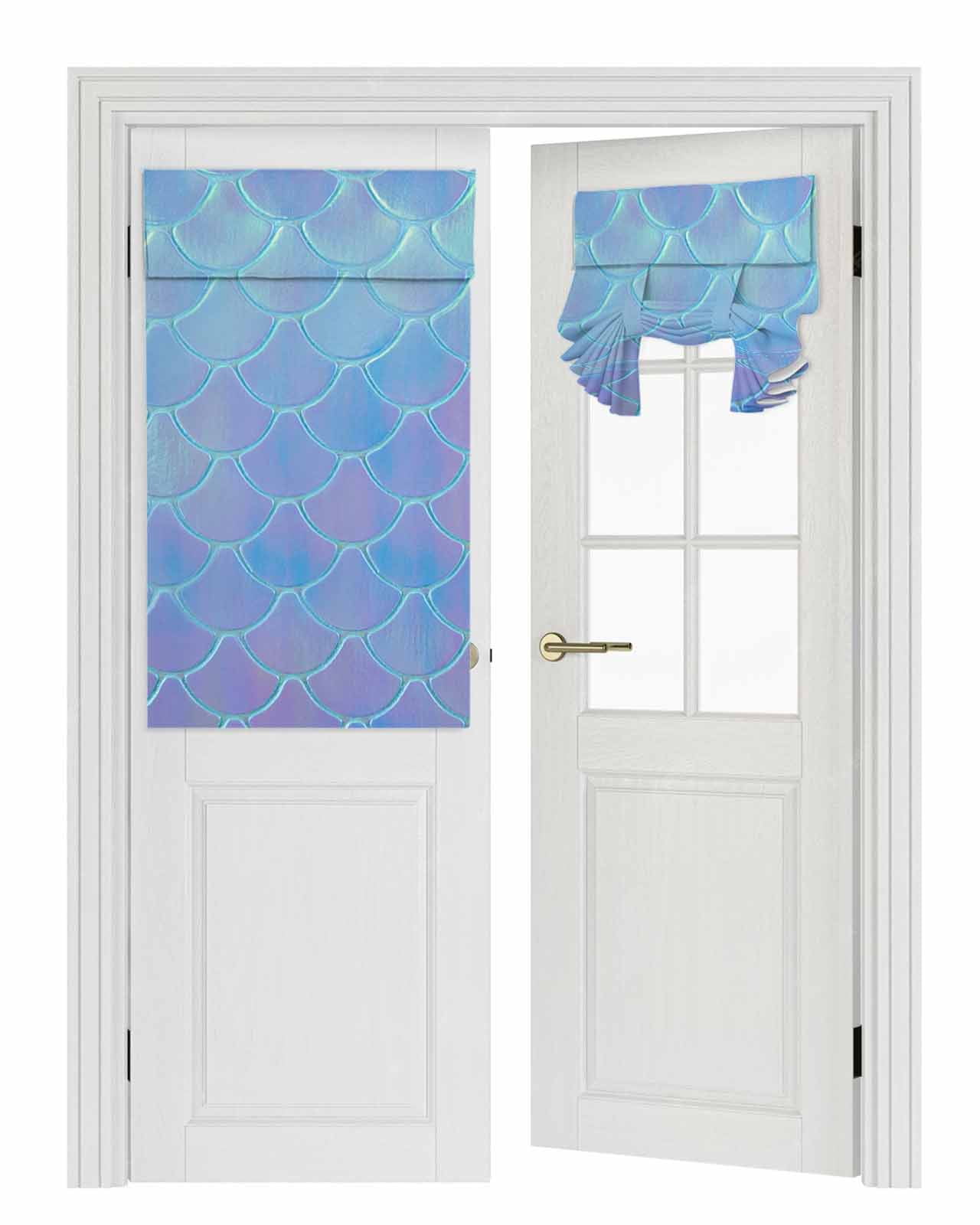 Abstract Mermaid Scale French Door Curtain Privacy Blackout Door
