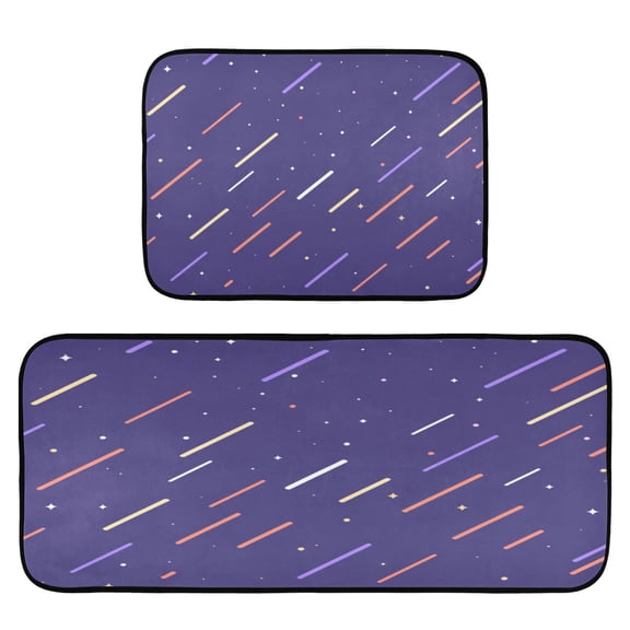 Abstract Meteor Shower 2-Piece Kitchen Carpet Mat Set, Non-Slip Memory Foam, Soft for Kitchen and Living Room Use