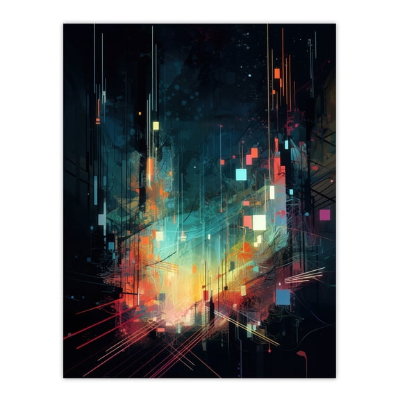 Abstract Metropolis Cityscape Sunrise Geometric Conceptual Artwork Unframed Wall Art Print Poster Home Decor Premium