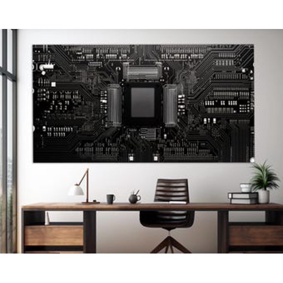 Abstract Microchip Canvas Print, Engineer Gift, Electronics Wall Art, Microchip , Circuit Canvas Print, Engineering Wall Art